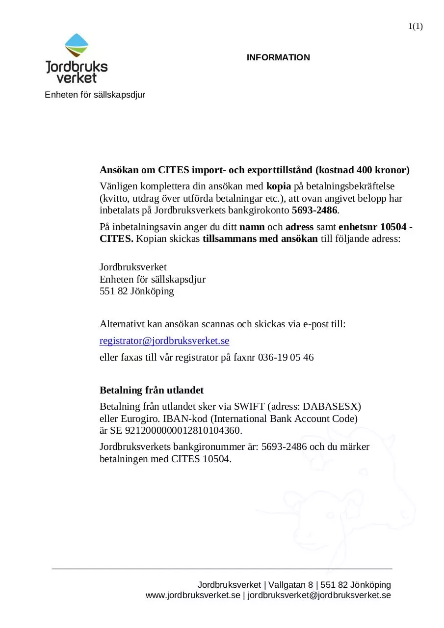 Document preview - Betalningsbekräftelse CITES-tillstånd.pdf - Page 1/1