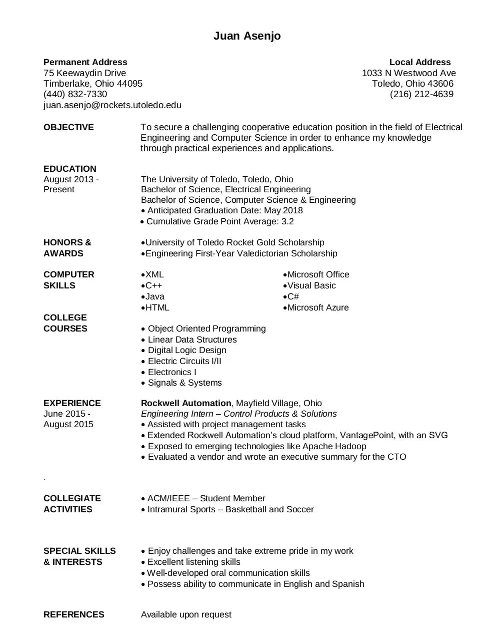Document preview - Resume_UTV1.0.pdf - Page 1/1