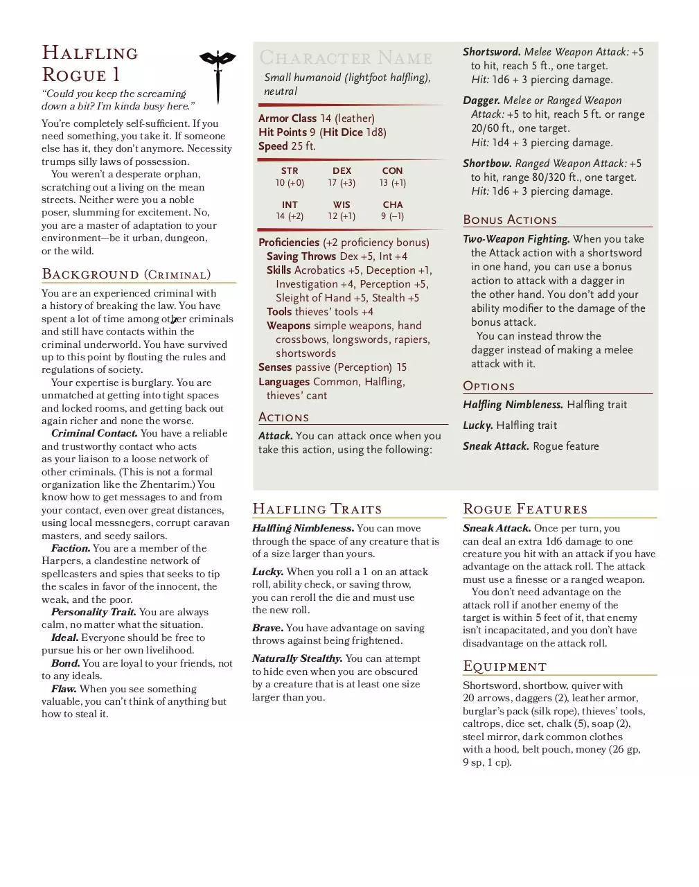 Document preview - Halfling Rogue 1.pdf - Page 1/1