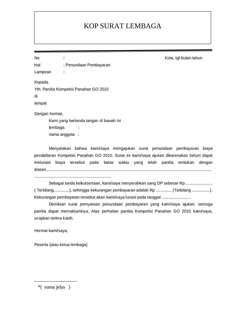 Page 1 of 1, format surat penundaan pembayaran