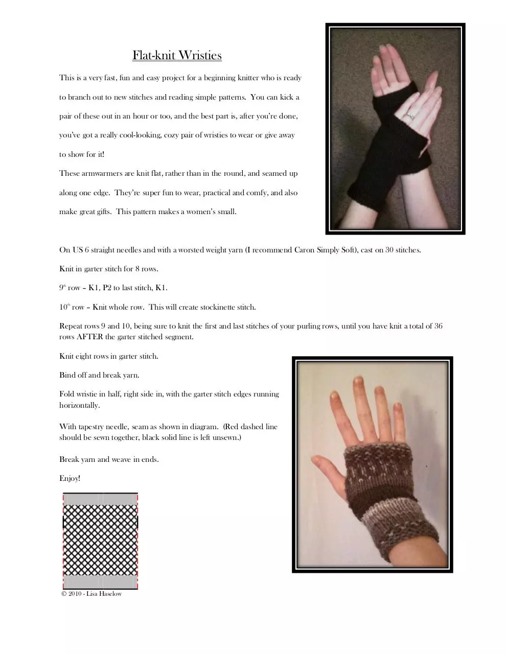Page 1 of 1, Flat knit Wristies