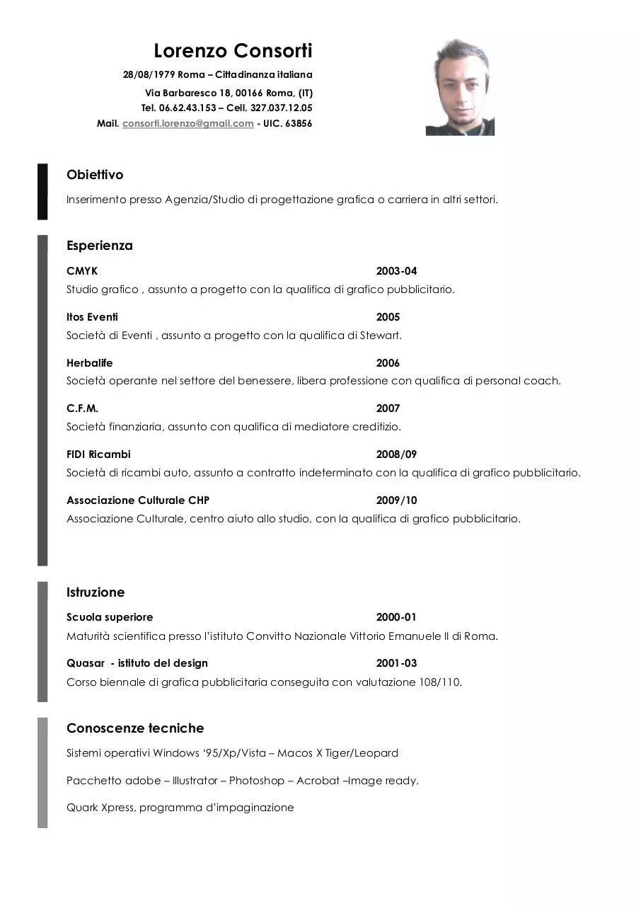 Page 1 of 2, CV LORENZO CONSORTI