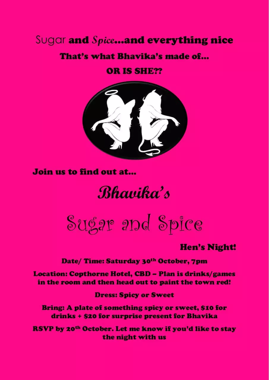 Page 1 of 1, Bhavika's Hen's Night