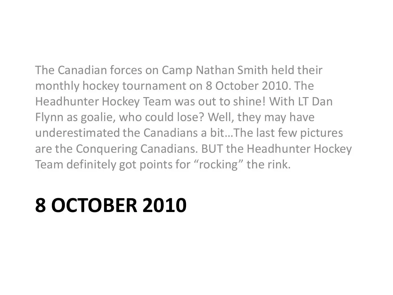 Page 1 of 15, Headhunter Hockey 8OCT
