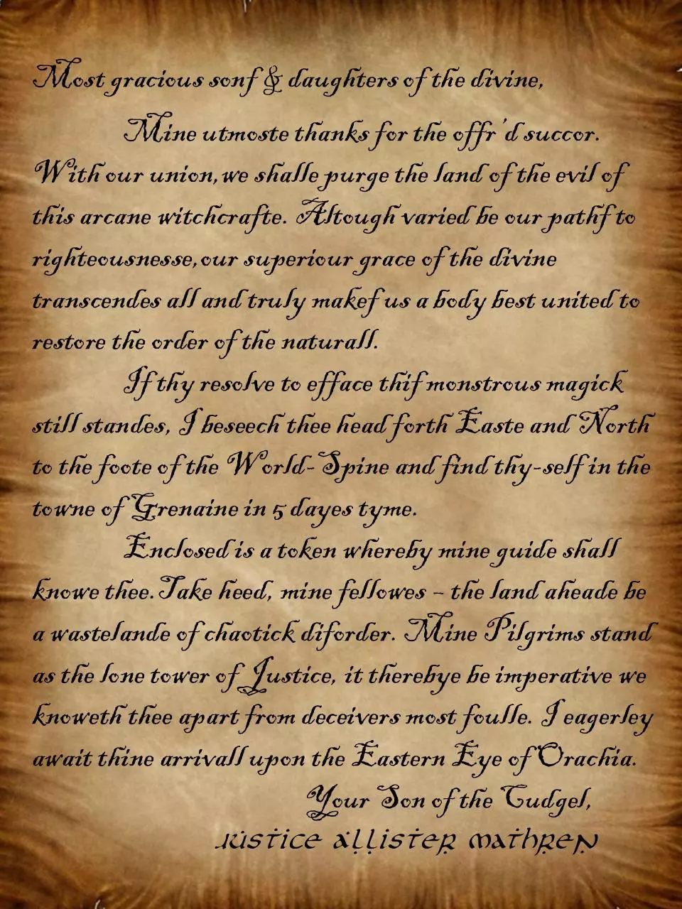 Page 1 of 1, Mathren's Letter
