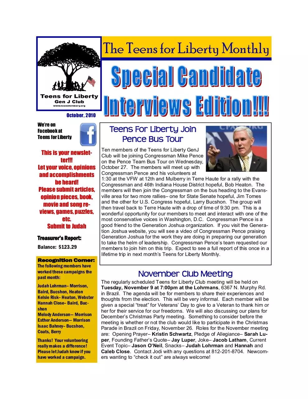 Page 1 of 21, Teens for Liberty Newsletter Oct2010