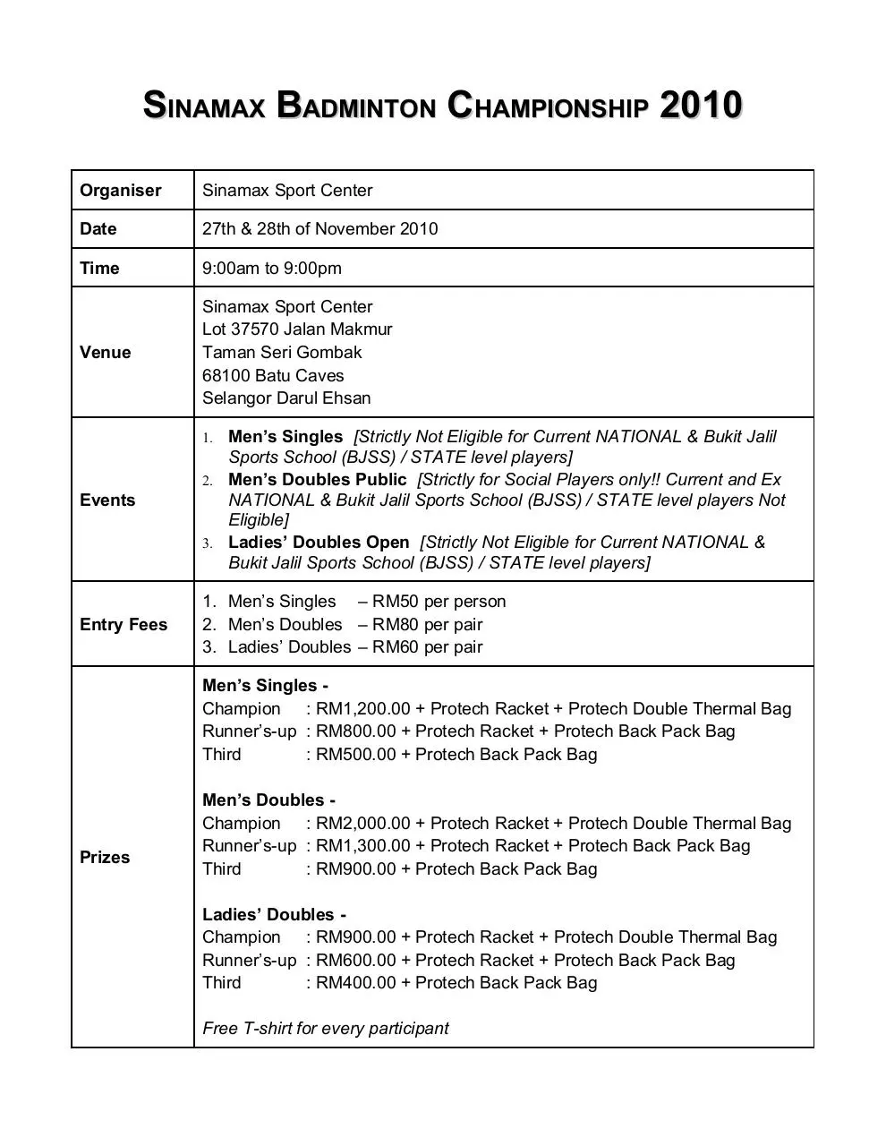 Page 1 of 4, Sinamax Badminton Championship 2010 form
