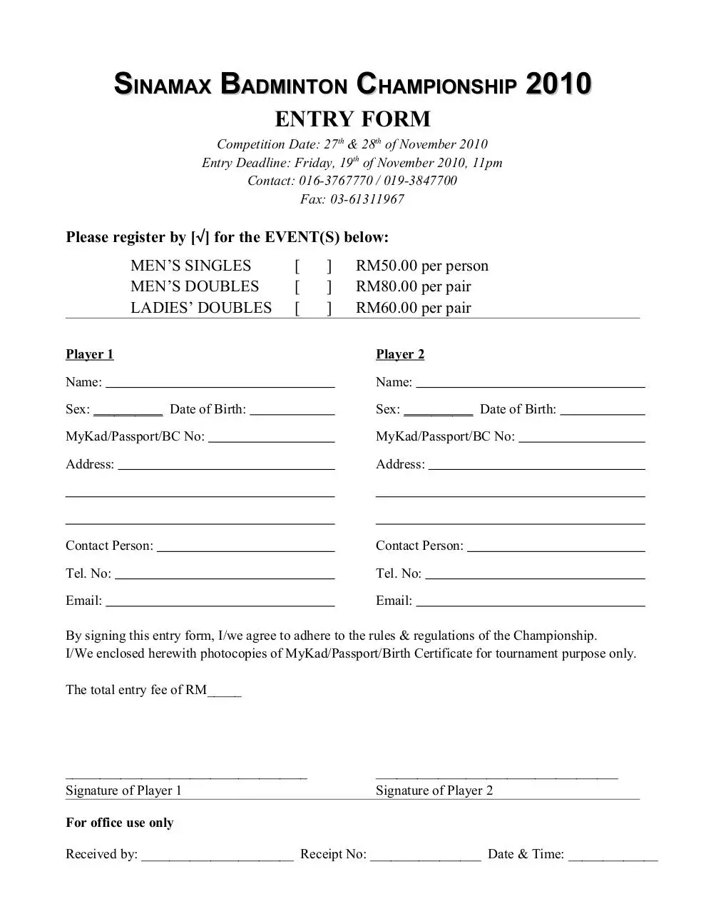 Page 3 of 4, Sinamax Badminton Championship 2010 form