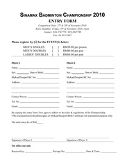 Page 3, Sinamax Badminton Championship 2010 form