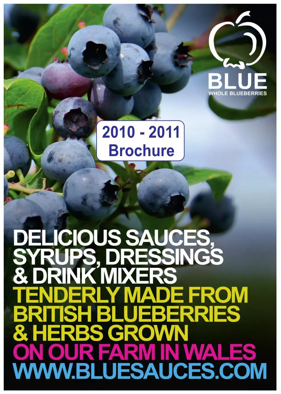 Page 1 of 4, BLUE Product Brochure 2010
