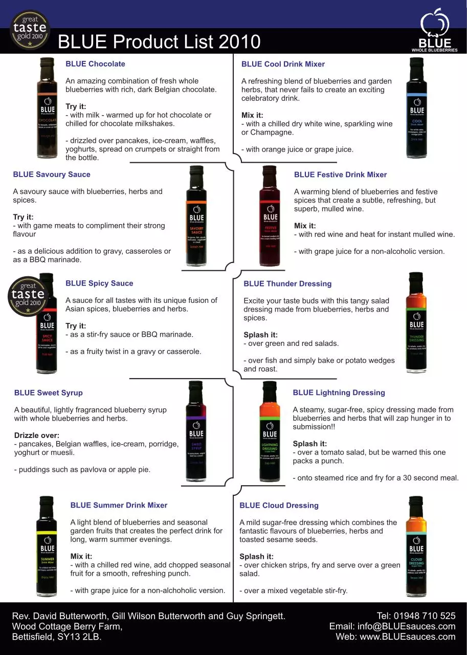 Page 2 of 4, BLUE Product Brochure 2010
