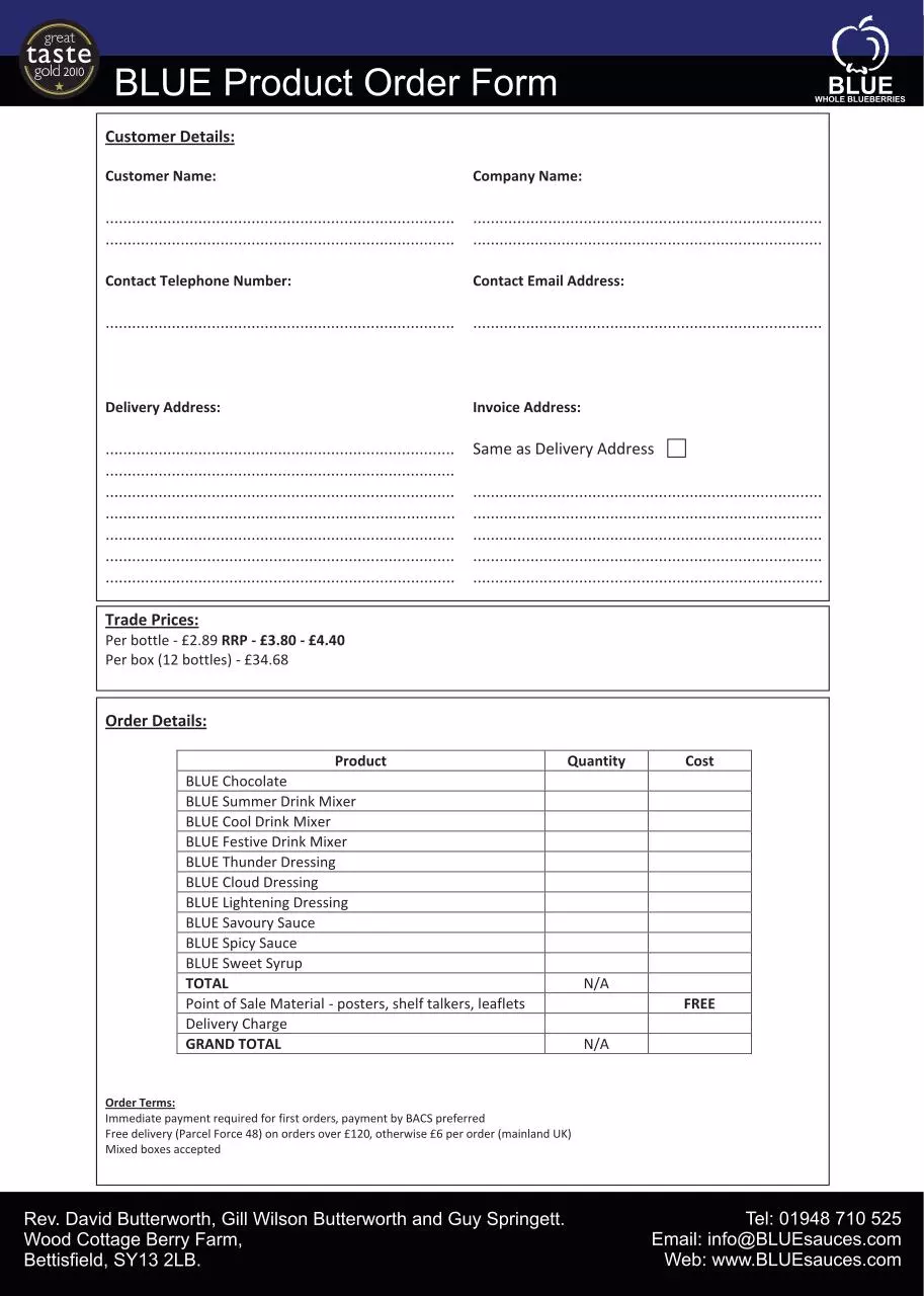 Page 3 of 4, BLUE Product Brochure 2010