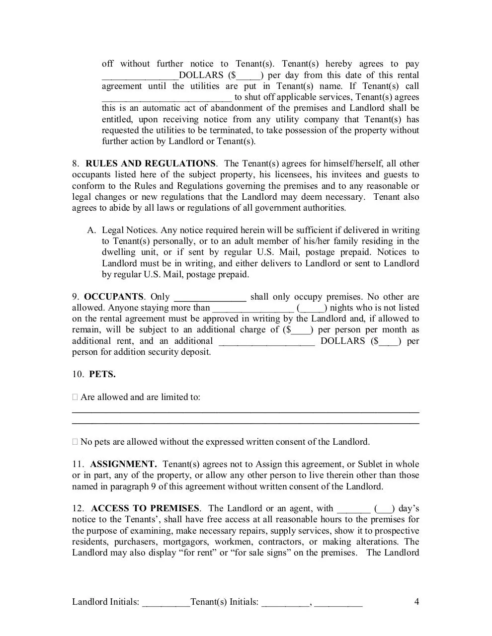 Page 4 of 9, Rental Agreement v2