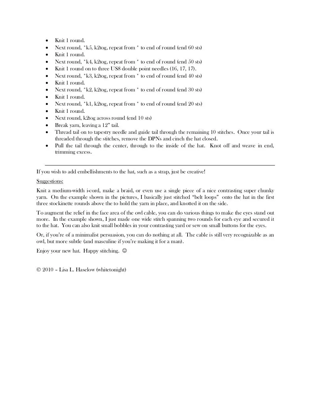 Page 3 of 3, Owl Hat