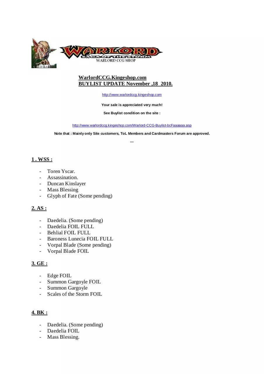 Page 1 of 10, BuyListNovember18