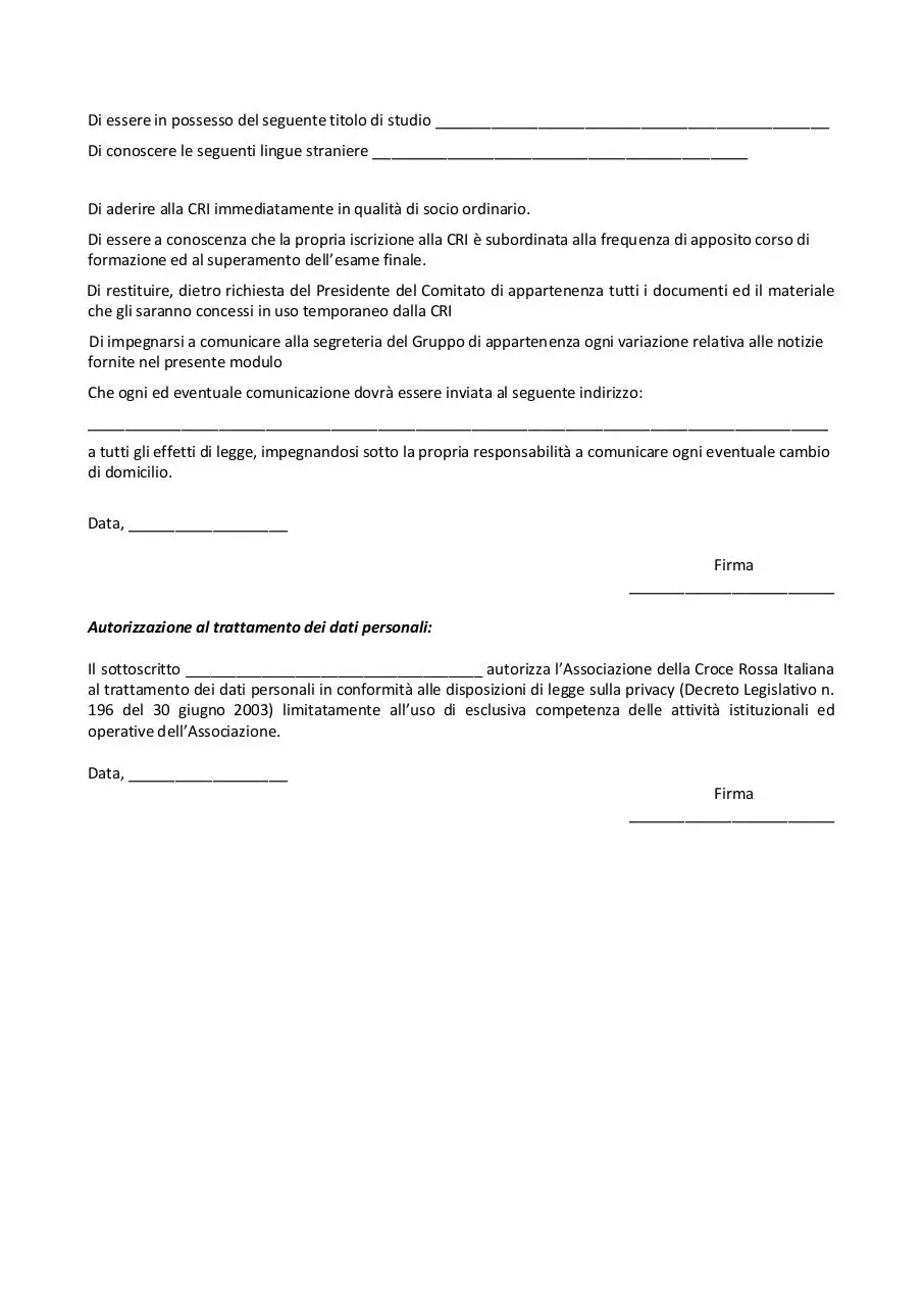 Page 4 of 8, Modulo Iscrizione CRI