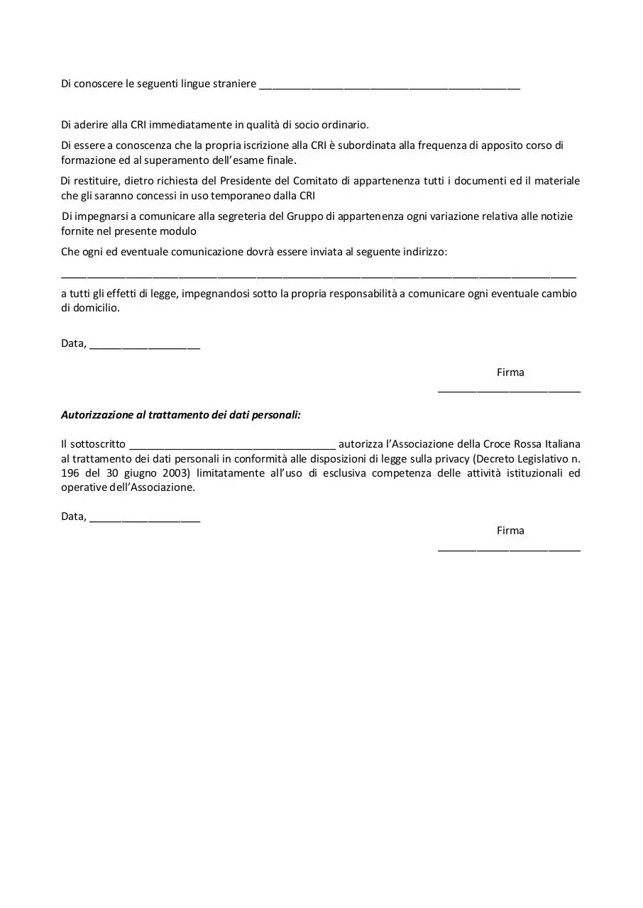 Page 5 of 9, Modulo Iscrizione CRI