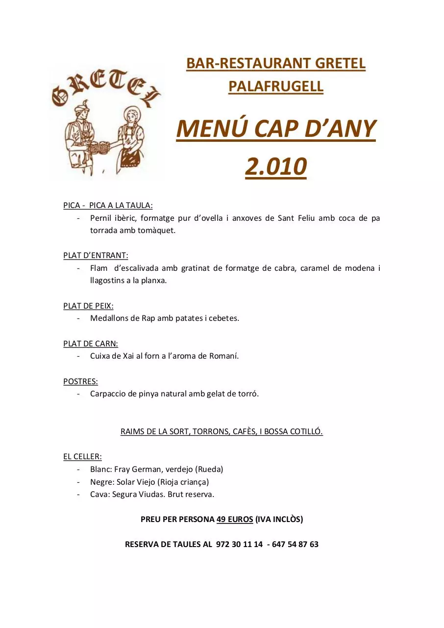 Page 1 of 1, Menú 311210 Palafrugell