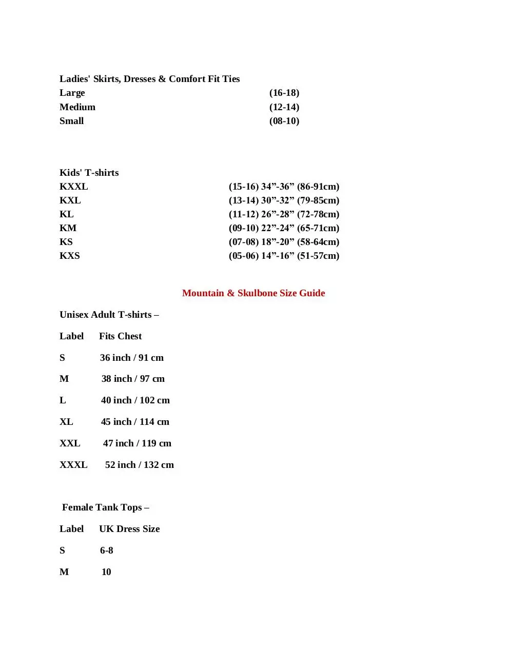 Page 2 of 4, sizing guide