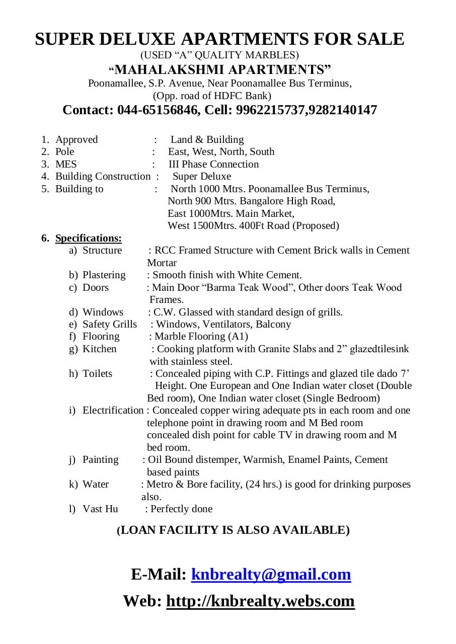 Page 1 of 1, MAHALAKSHMI APARTMENTS...