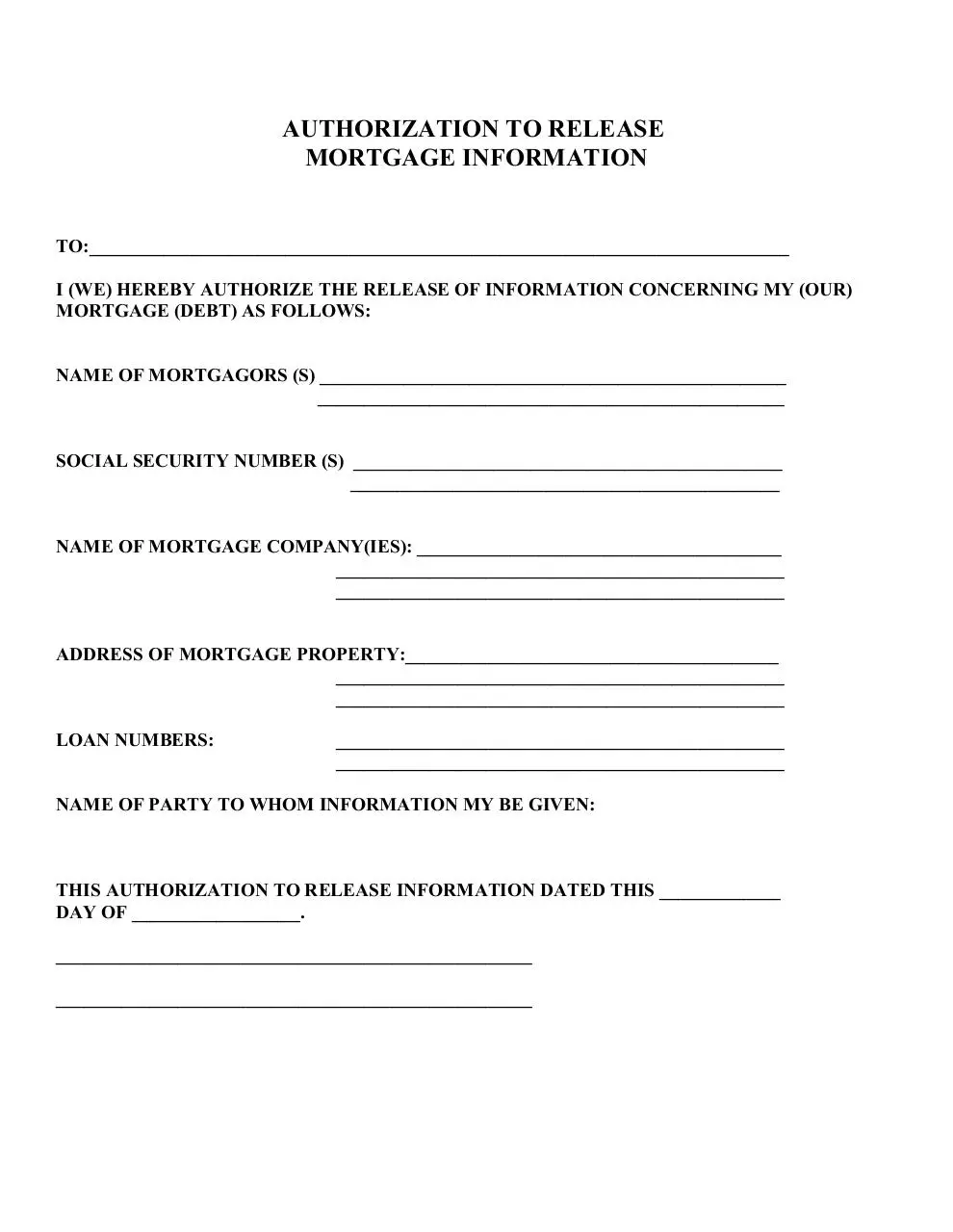 Page 1 of 1, AUTHORIZATION TO RELEASE