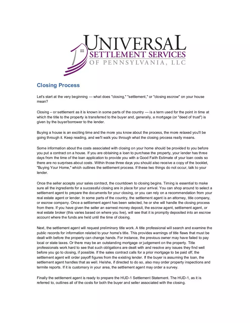 Page 1 of 2, Closing Process