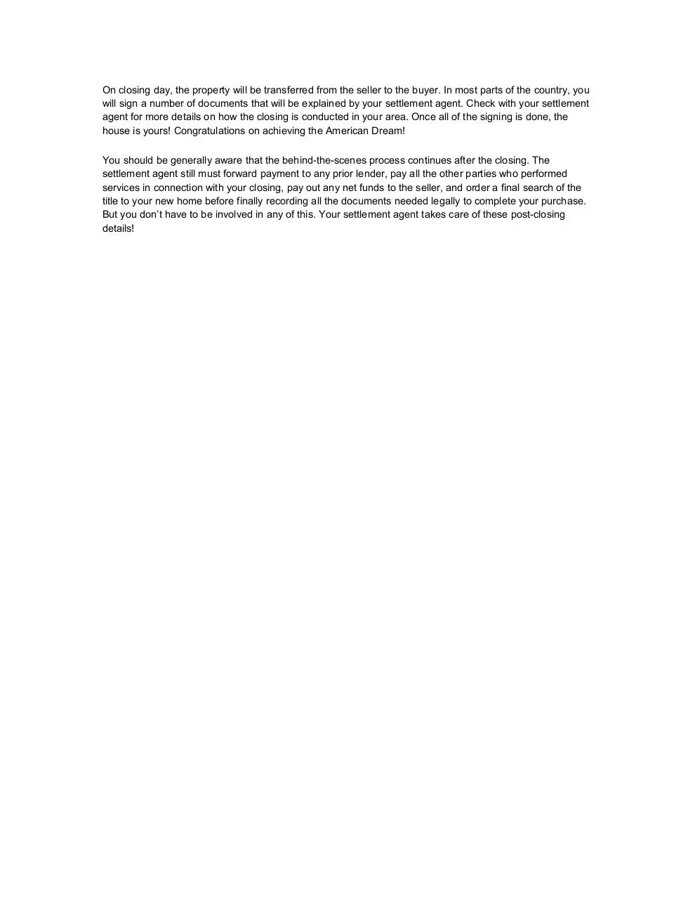 Page 2 of 2, Closing Process