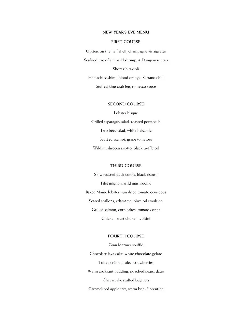 Page 1 of 1, nye menu 2010 1
