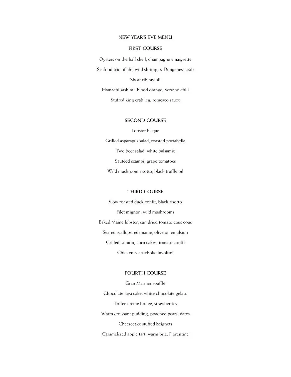 Page 1 of 1, nye menu 2010 1