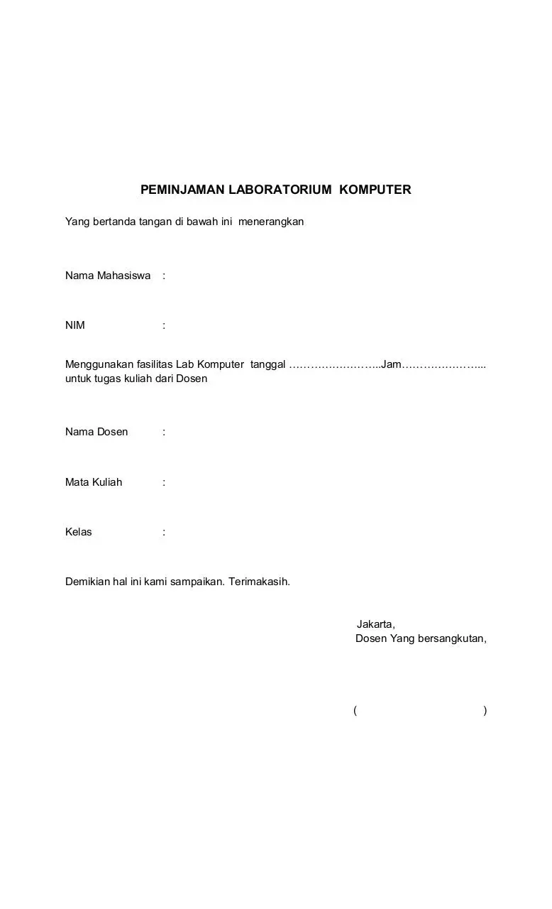 Page 1 of 1, PEMINJAMAN LAB KOMPUTER