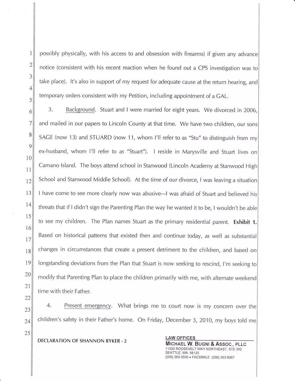 Page 2 of 17, Declaration of shannon ryker
