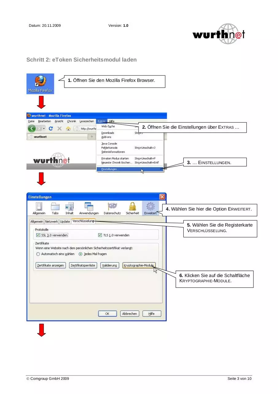 Page 3 of 10, eToken Einstellungen fuer Firefox