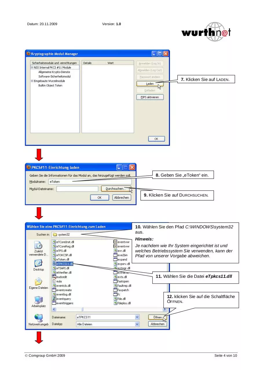 Page 4 of 10, eToken Einstellungen fuer Firefox