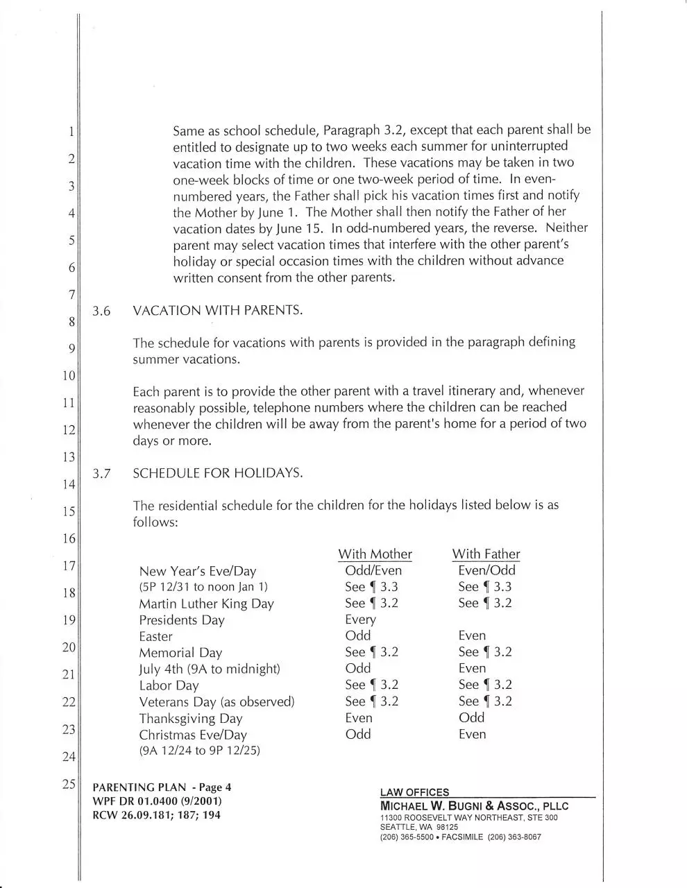 Page 4 of 14, Parenting plan proposed