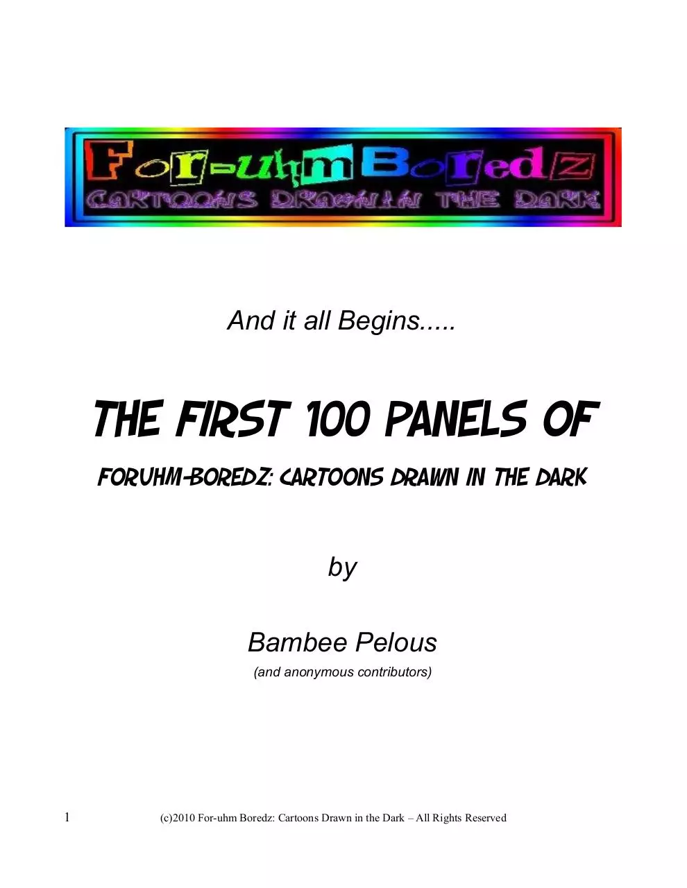 Page 1 of 107, For uhm Boredz Ebook One