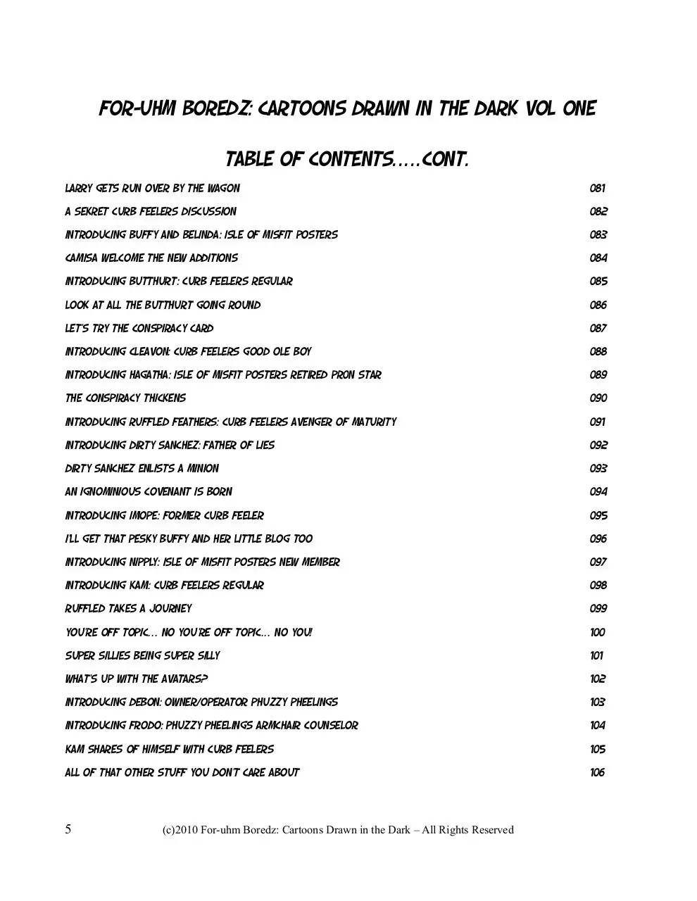 Page 5 of 107, For uhm Boredz Ebook One