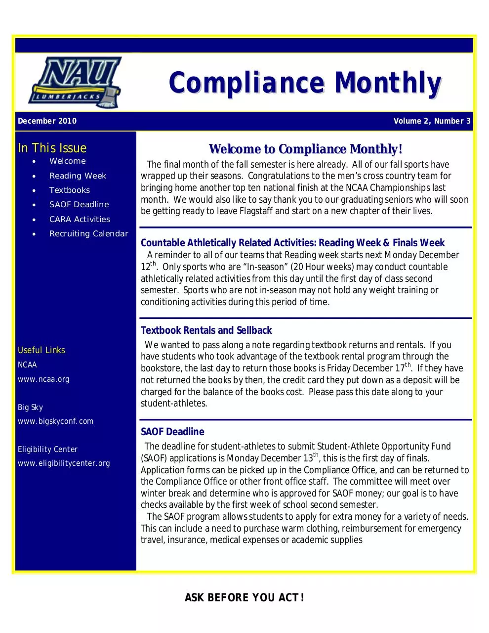 Page 1 of 3, ComplianceNewsletter December2010