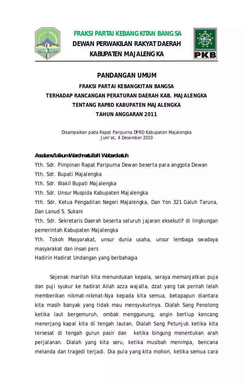Page 1 of 8, PU RAPBD 2011