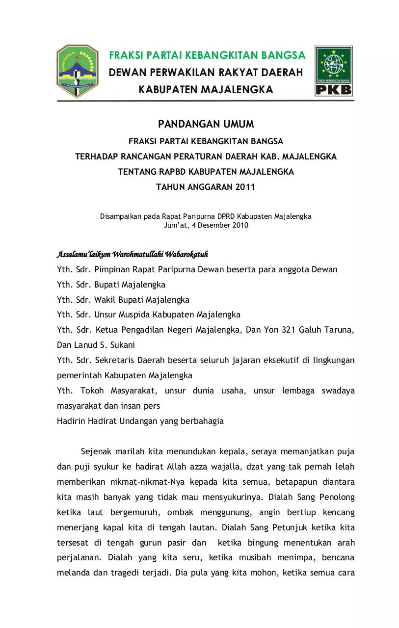 Page 1 of 6, PU RAPBD Des 2011 (Raperda)