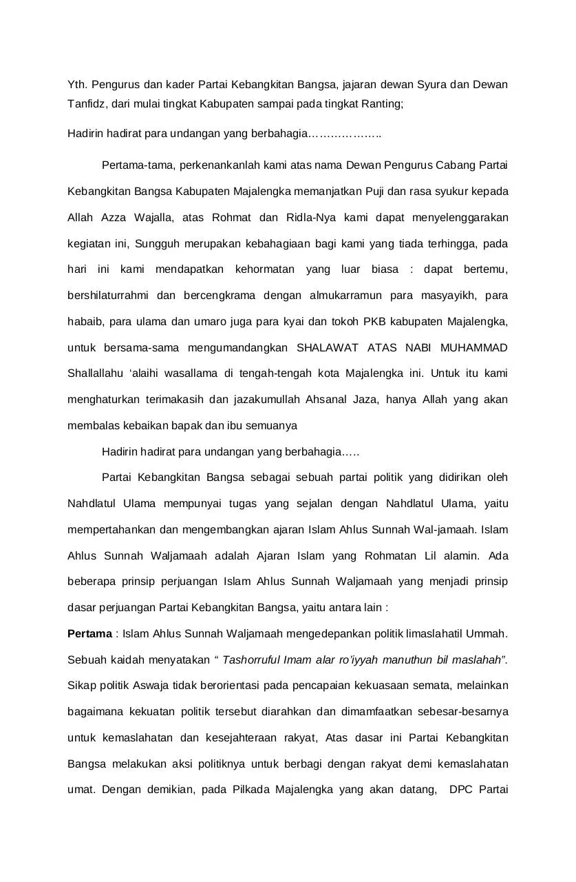Page 2 of 8, Pidato Ketua DPC acara Maulid Nabi
