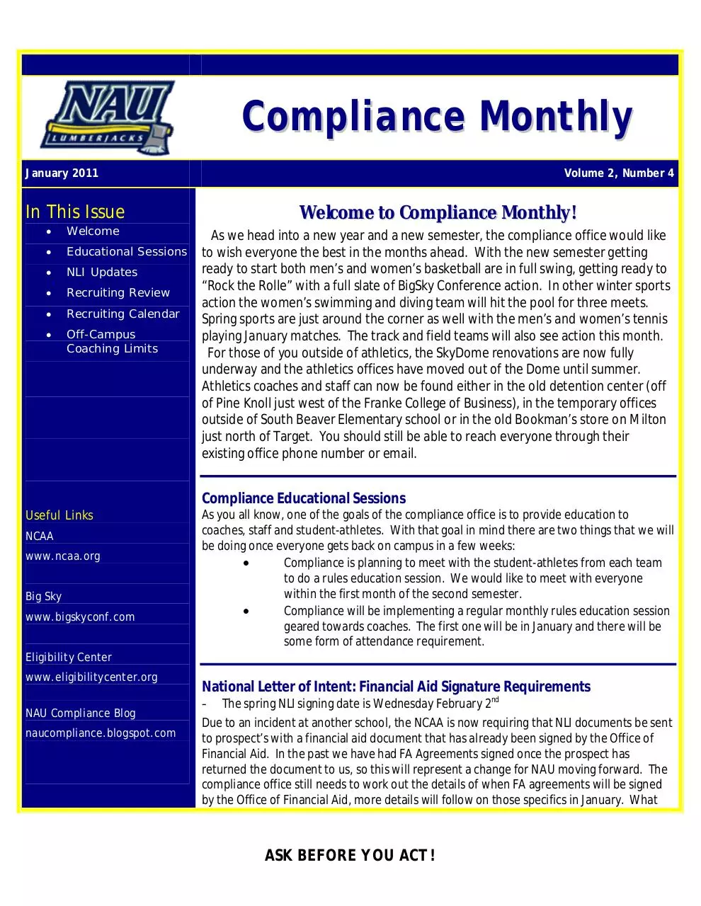 Page 1 of 3, Compliance Monthly January2011