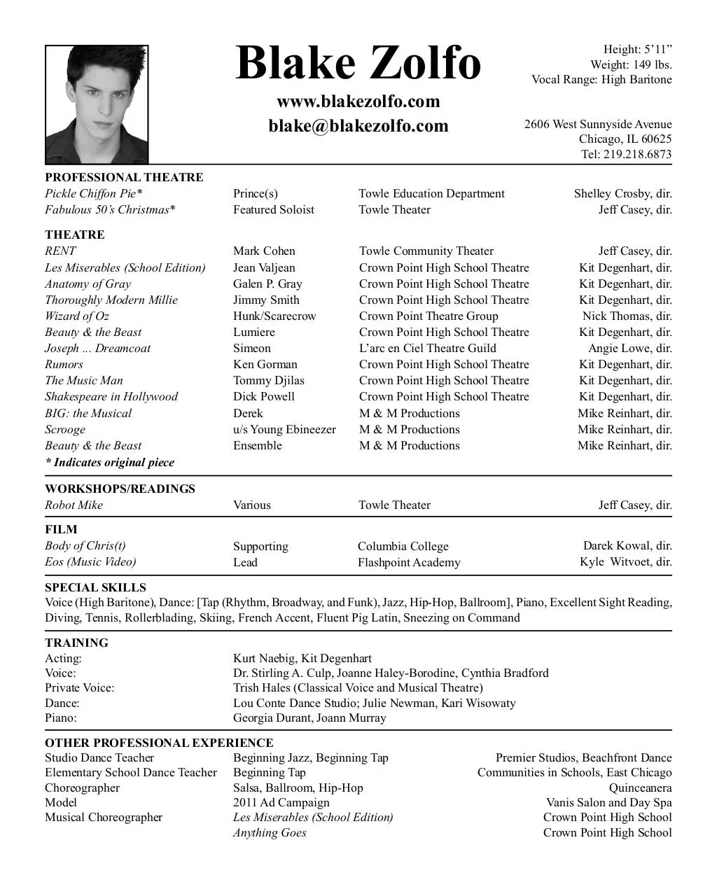 Page 1 of 1, Current Resume