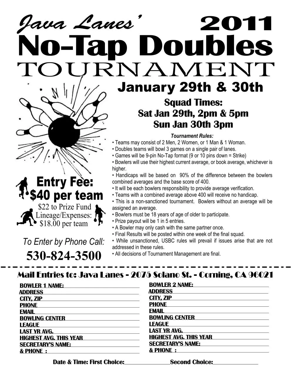 Page 1 of 1, no tap doubles