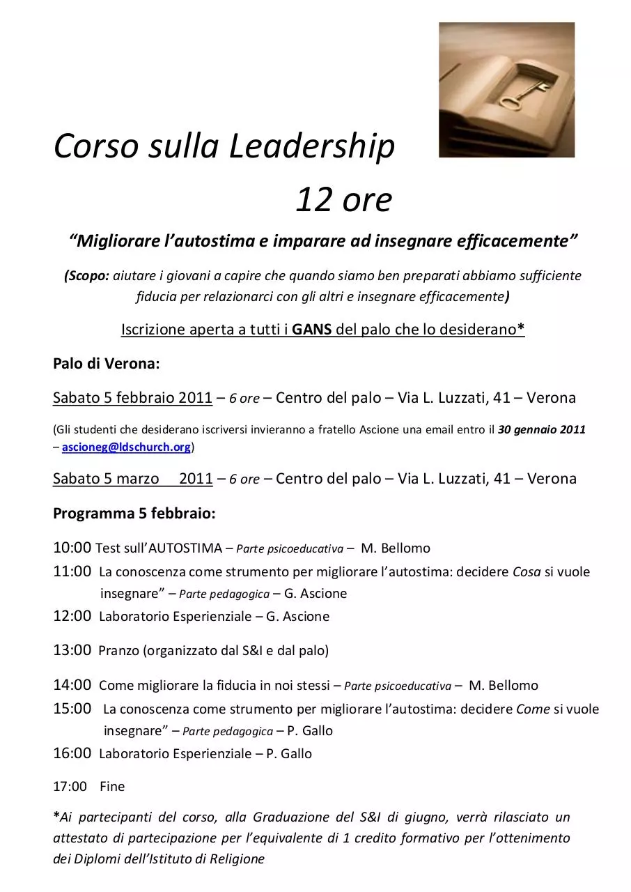 Page 1 of 1, Corso sulla Leadership 2010 2011 VR