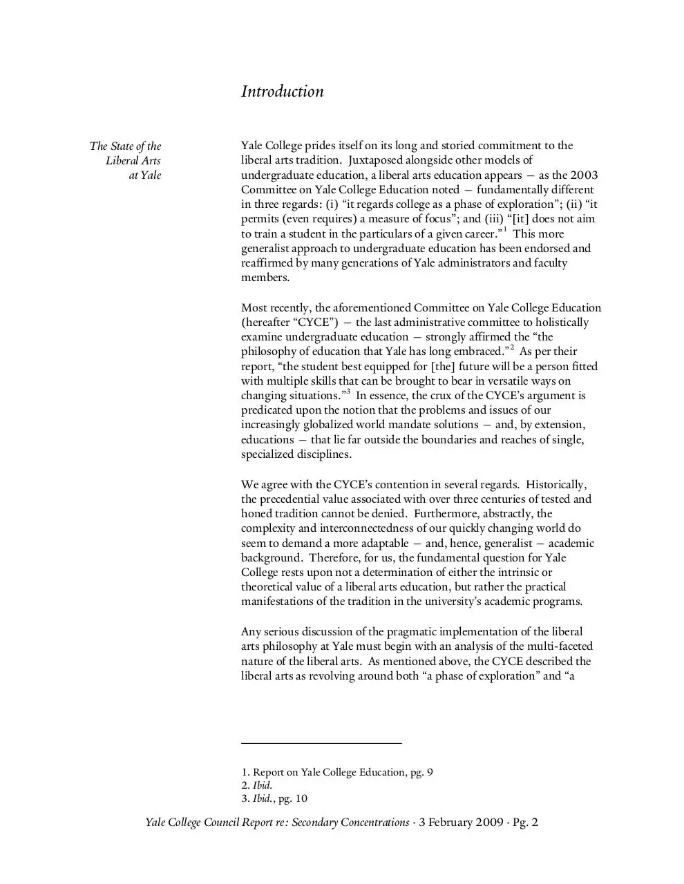 Page 3 of 26, YCC Report re Secondary Concentrations (3 February 2009)