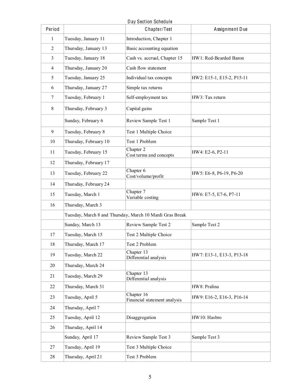 Page 5 of 6, Syllabus ACCN 301 S 2011 J Page