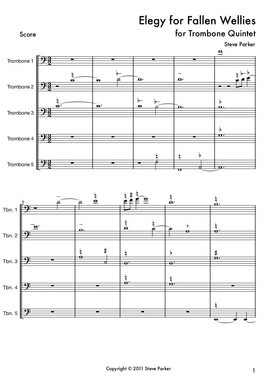 Page 1 of 6, Trombone Quintet