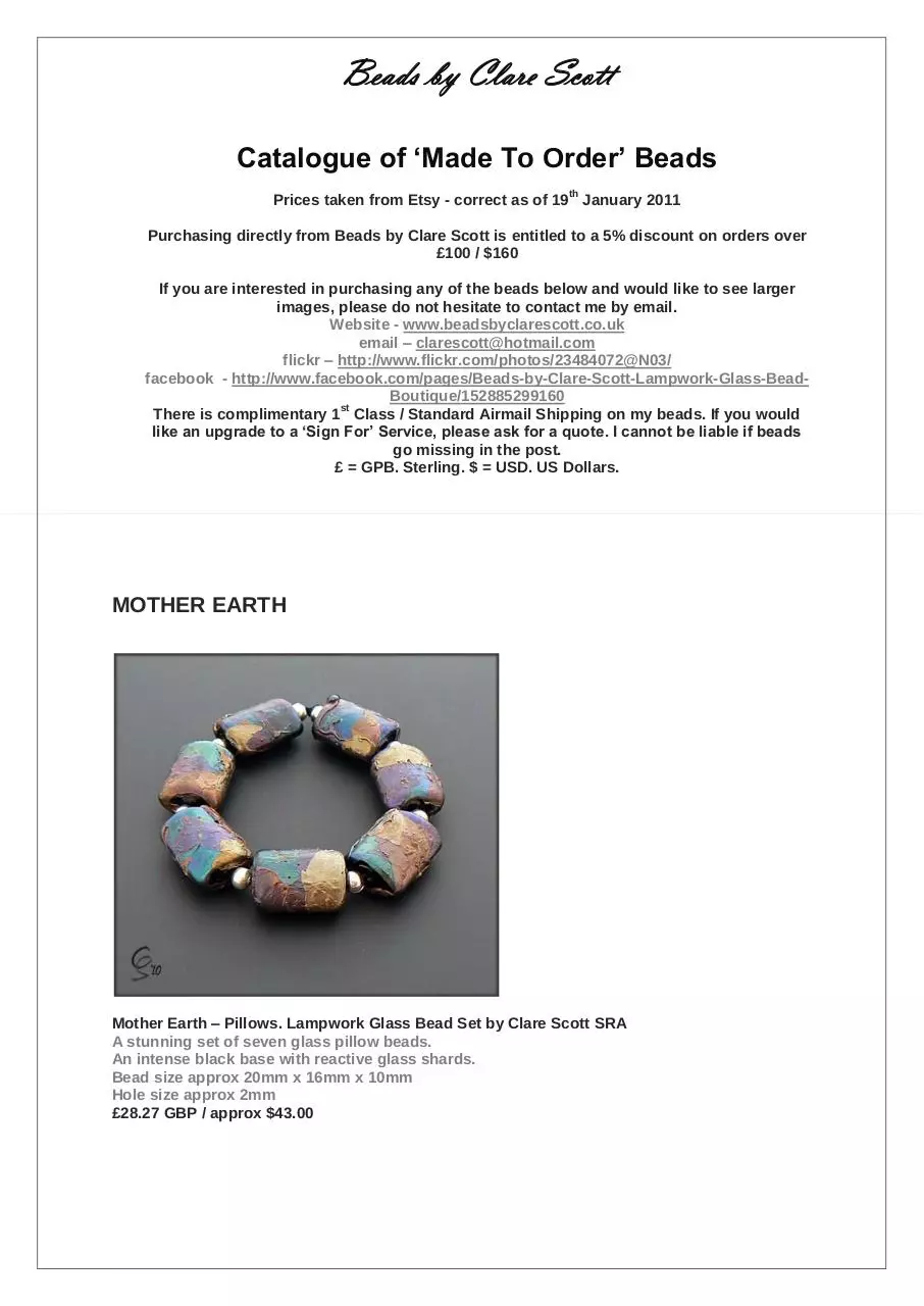 Page 1 of 46, BeadsbyClareScottCatalogueJan'11v1