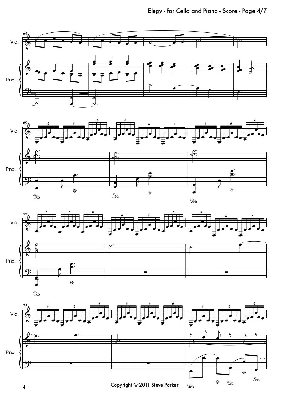 Page 4 of 7, Elegy for Cello and Piano