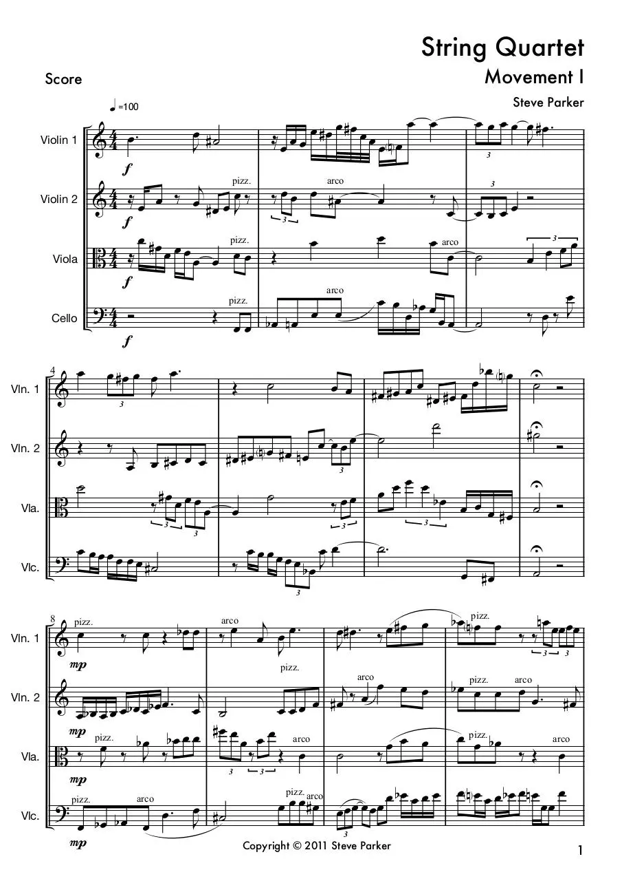 Page 3 of 49, String Quartet I VI